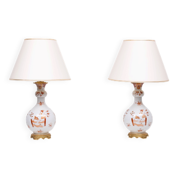 Stunning large Hand Painted Chinoiserie table lamps 1950s France