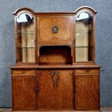 Superb library buffet with two bodies Louis XVI style in marquetry circa 1880