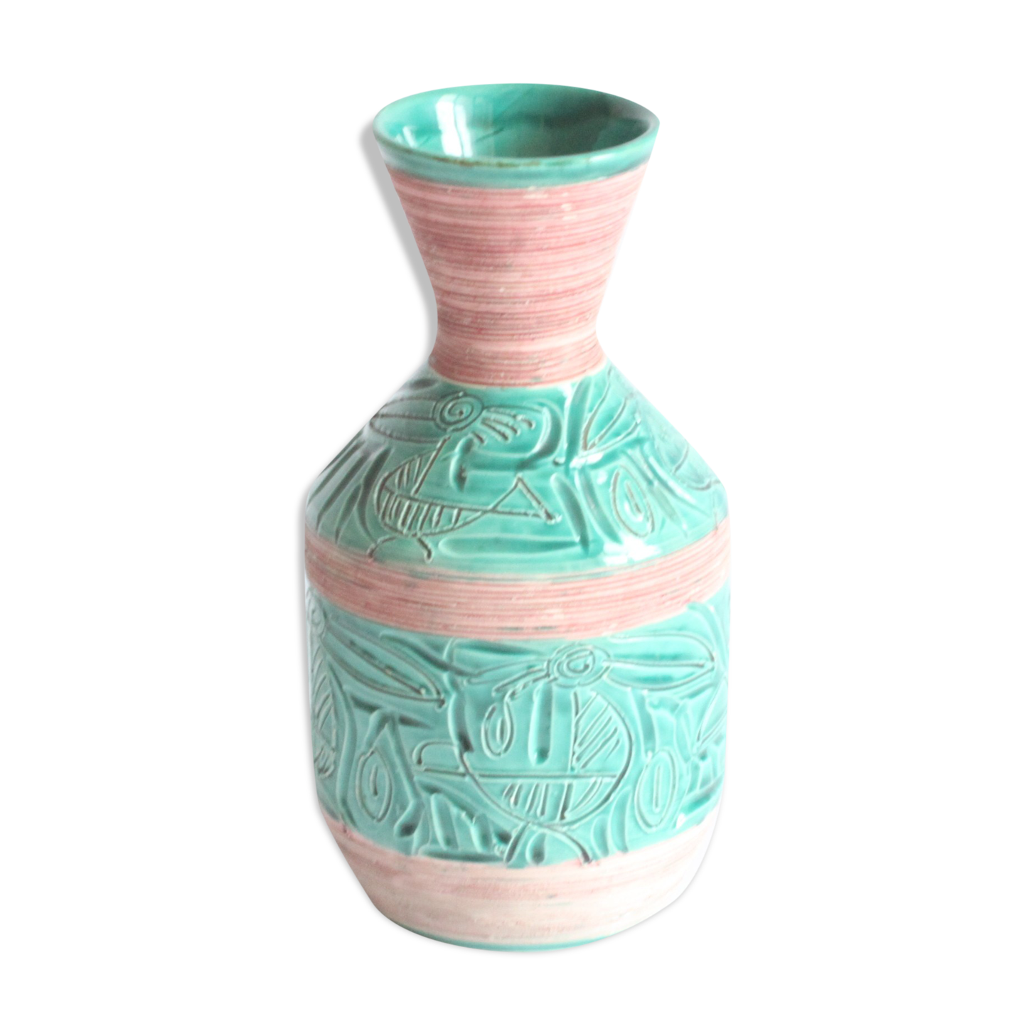 Vase avec pélicans par Fratelli Fianciulacci sgraffito , italie, années 1960