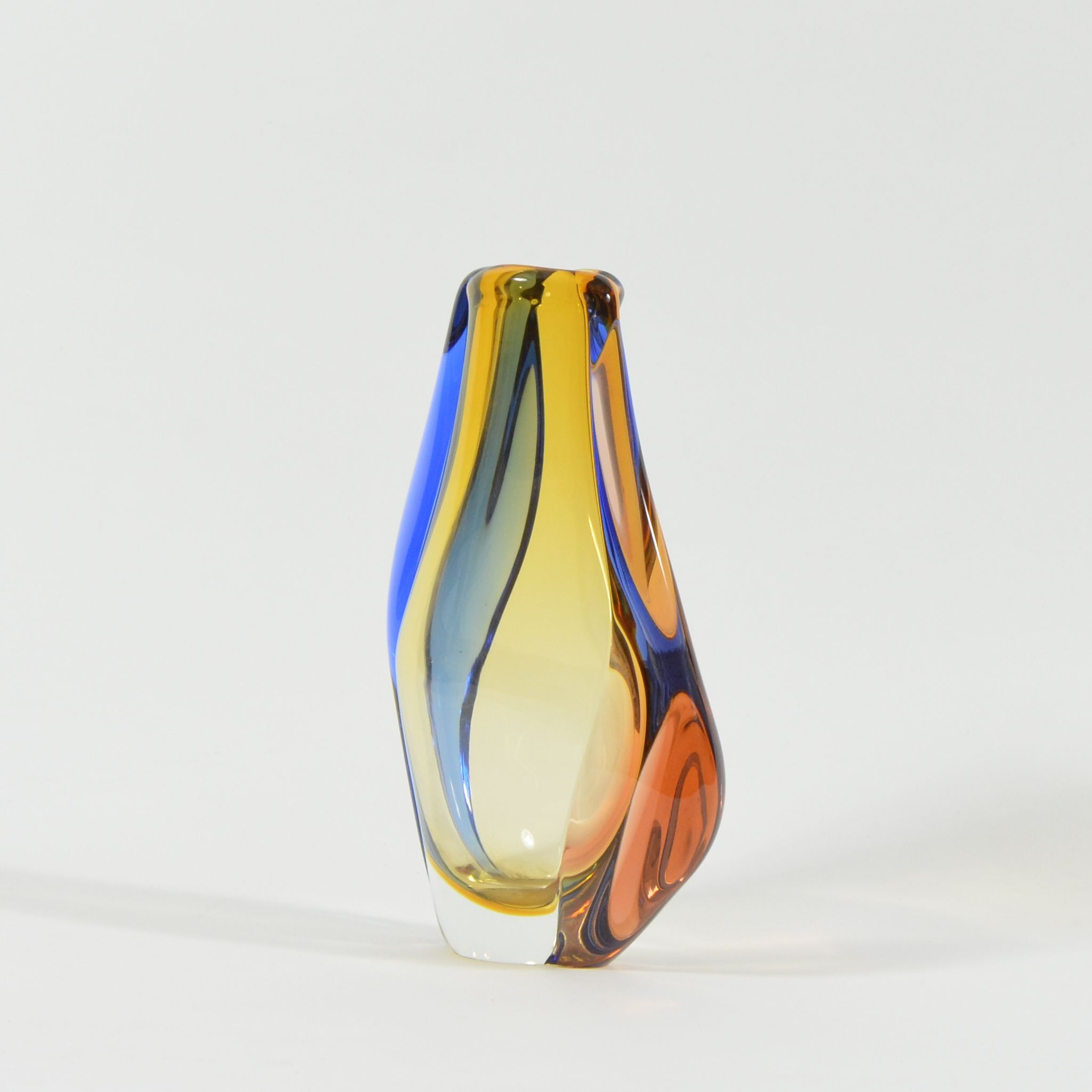 1960s blown glass three-colour vase