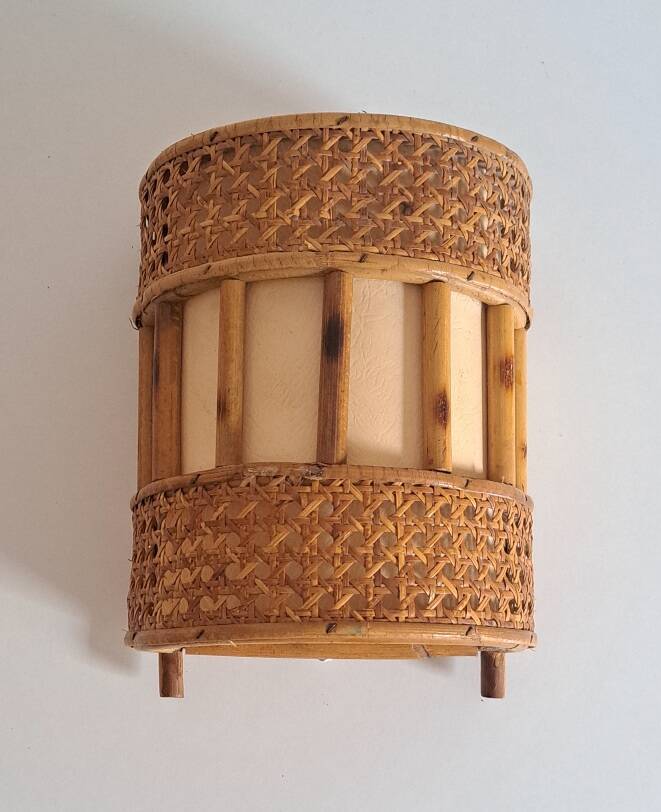 Vintage bamboo wall lamp