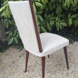 Set of 4 Vintage Mid-Century Modern Chairs with Tapered Legs and Metal Sabers -