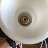 Hanging lamp in white opaline and brass
