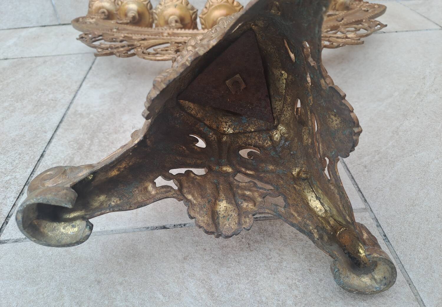 Large bronze candelabrum from the 19th century.