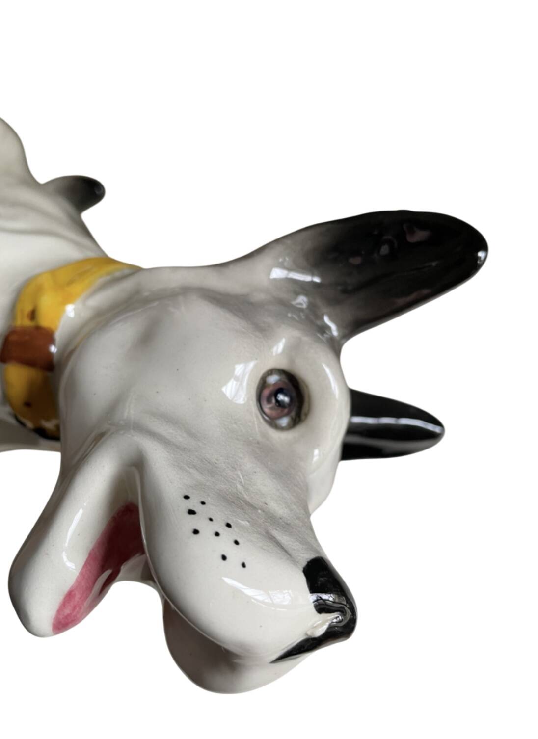 DESVRES earthenware dog with sulphide eyes, 1950
