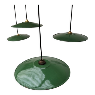 Set of 4 enamelled sheet metal lamps