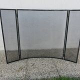 Brass fireplace screen, minimalist, curved, French work, 1970