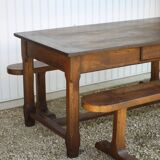 Table de ferme et ses 2 bancs, table de ferme bois ancienne, meuble de salon, campagne, chalet, déco
