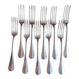 Set of 10 silver metal forks