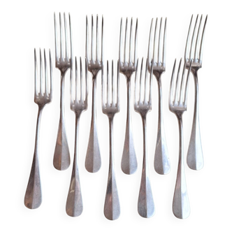 Lot de 10 fourchettes en métal argenté