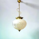 Regency glas pendant with ornate brass crown