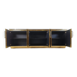 Crédence vintage laquée noire et verre noir, 1980