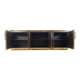 Vintage Black Lacquered and black glass credenza, 1980s