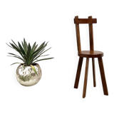Brutalist chair in solid oak, 1900