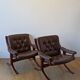Norwegian Easy Chairs in Leather by Jon Hjortdal, Velledalen. Set of 2.
