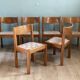 6 vintage 70s solid elm chairs