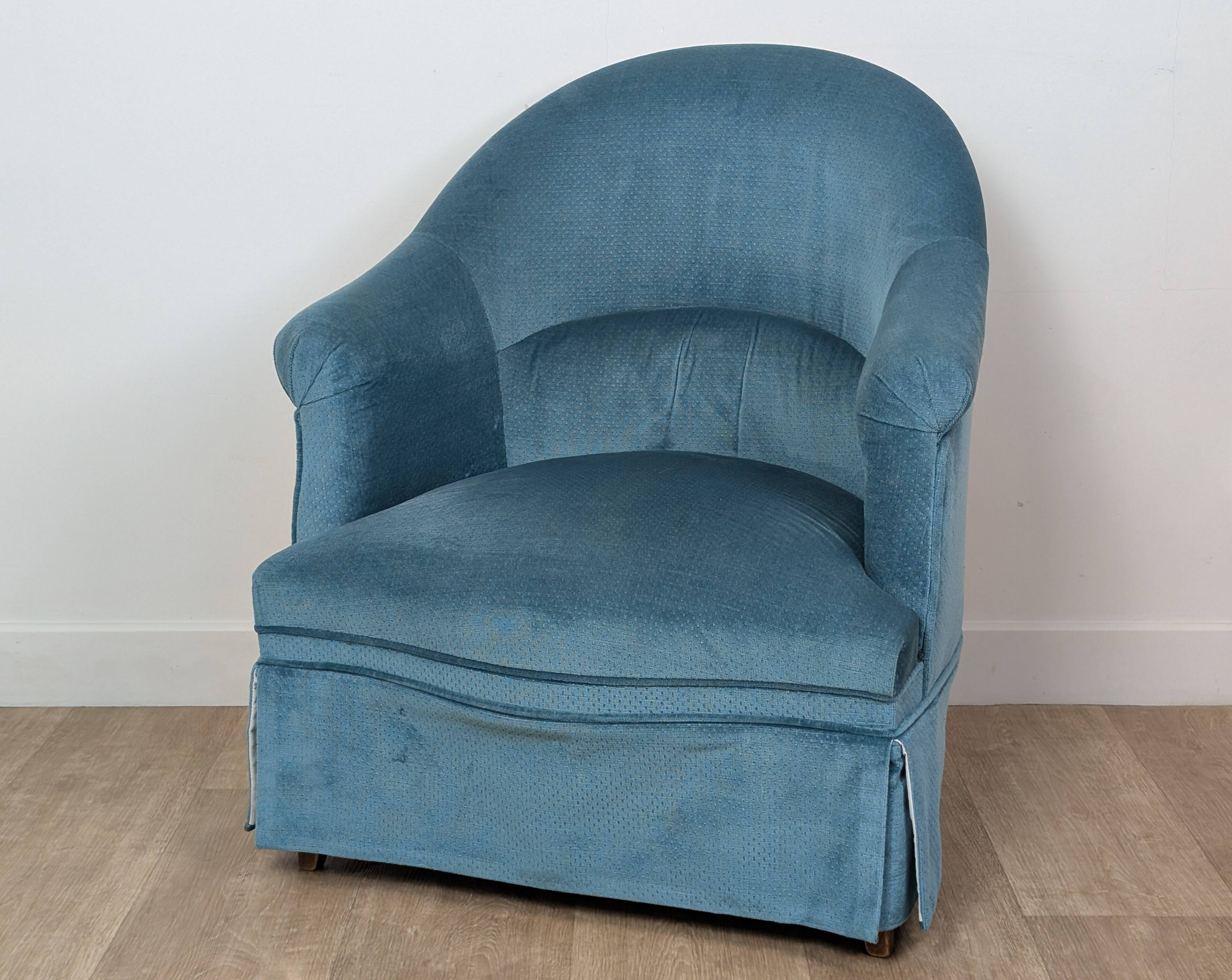 Pair of velvet toad armchairs