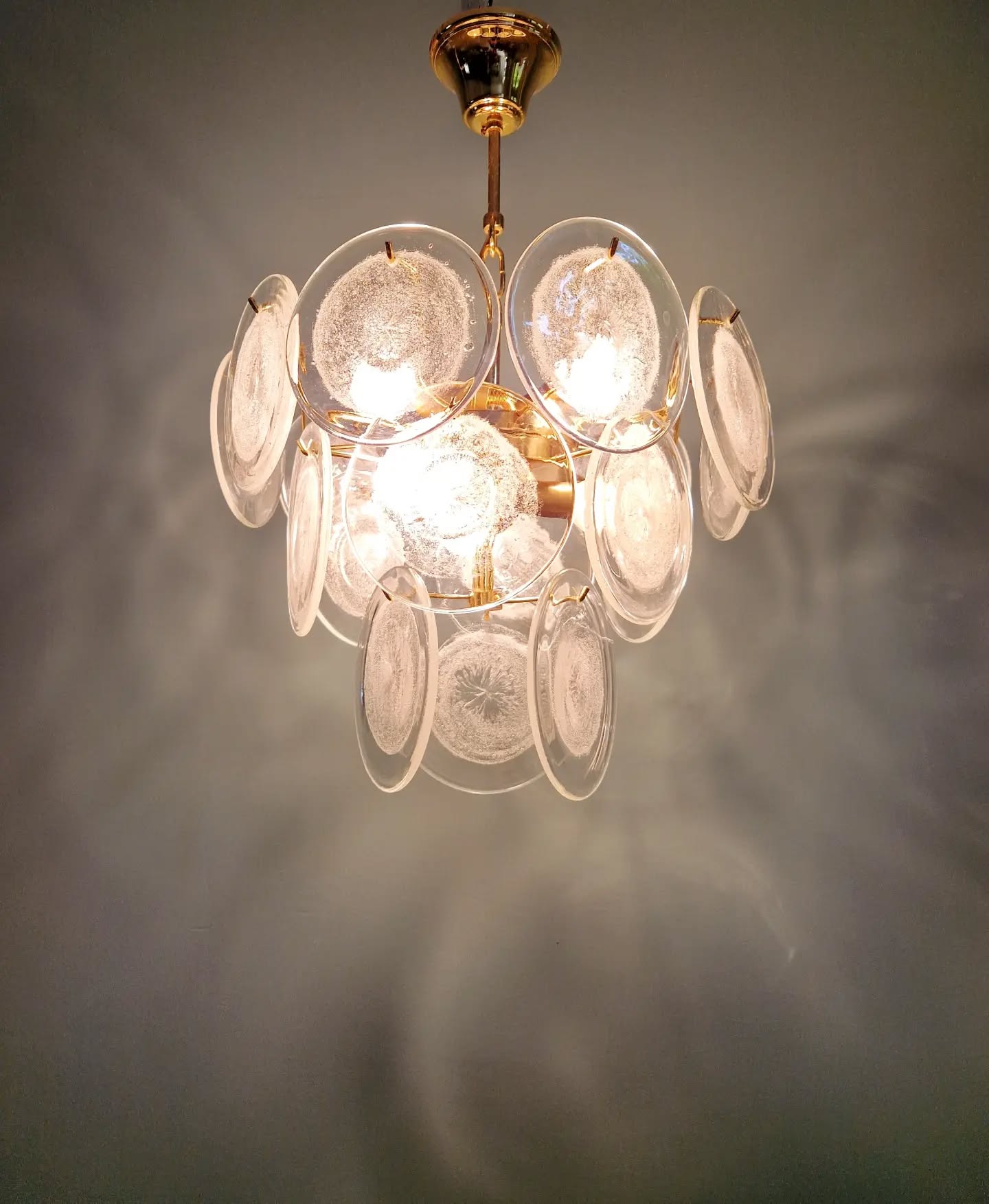 Murano glass disc chandelier, Italy, 1970s