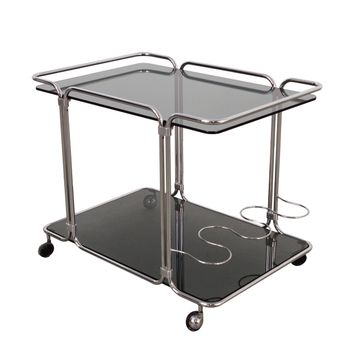 Glass bar cabinet on castors, Italian design, 1970s, made in Italy