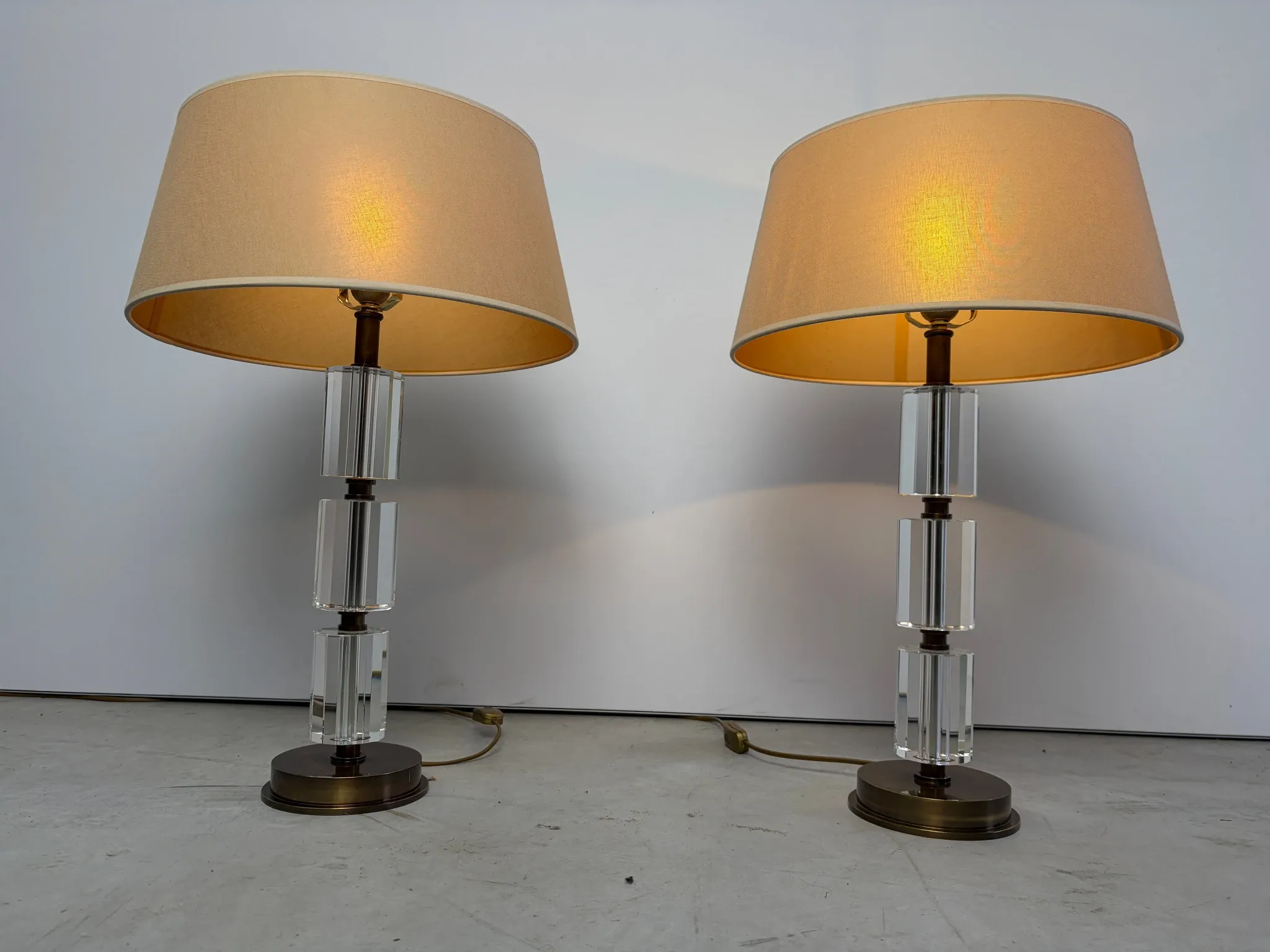 Pair of vintage lucite table lamps, 1980s