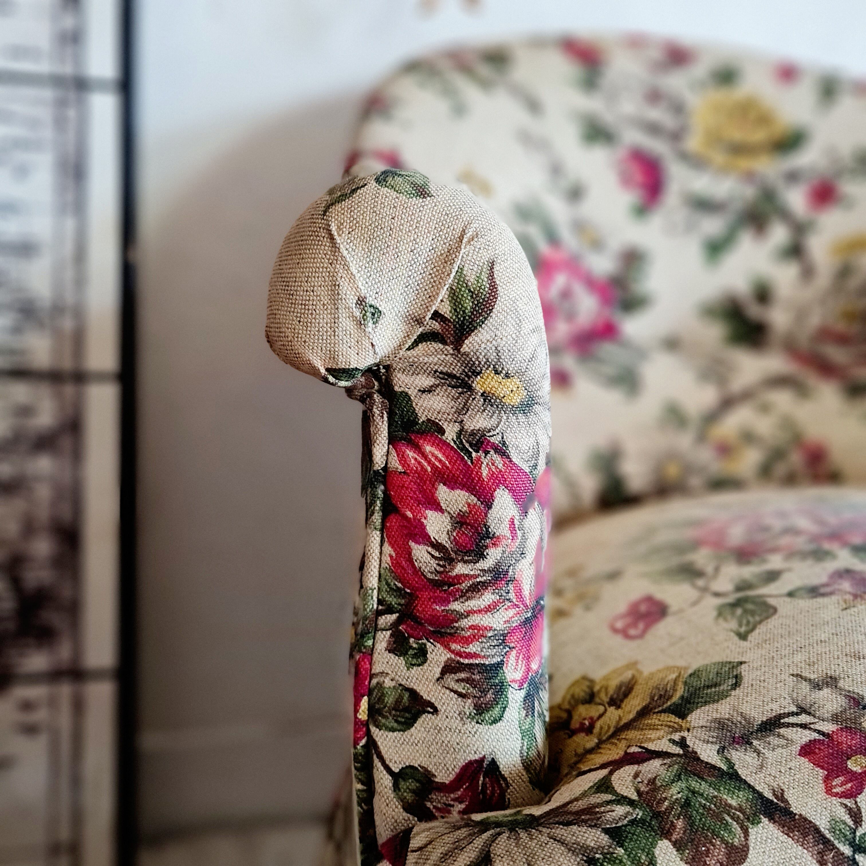 Antique flowered toad armchair