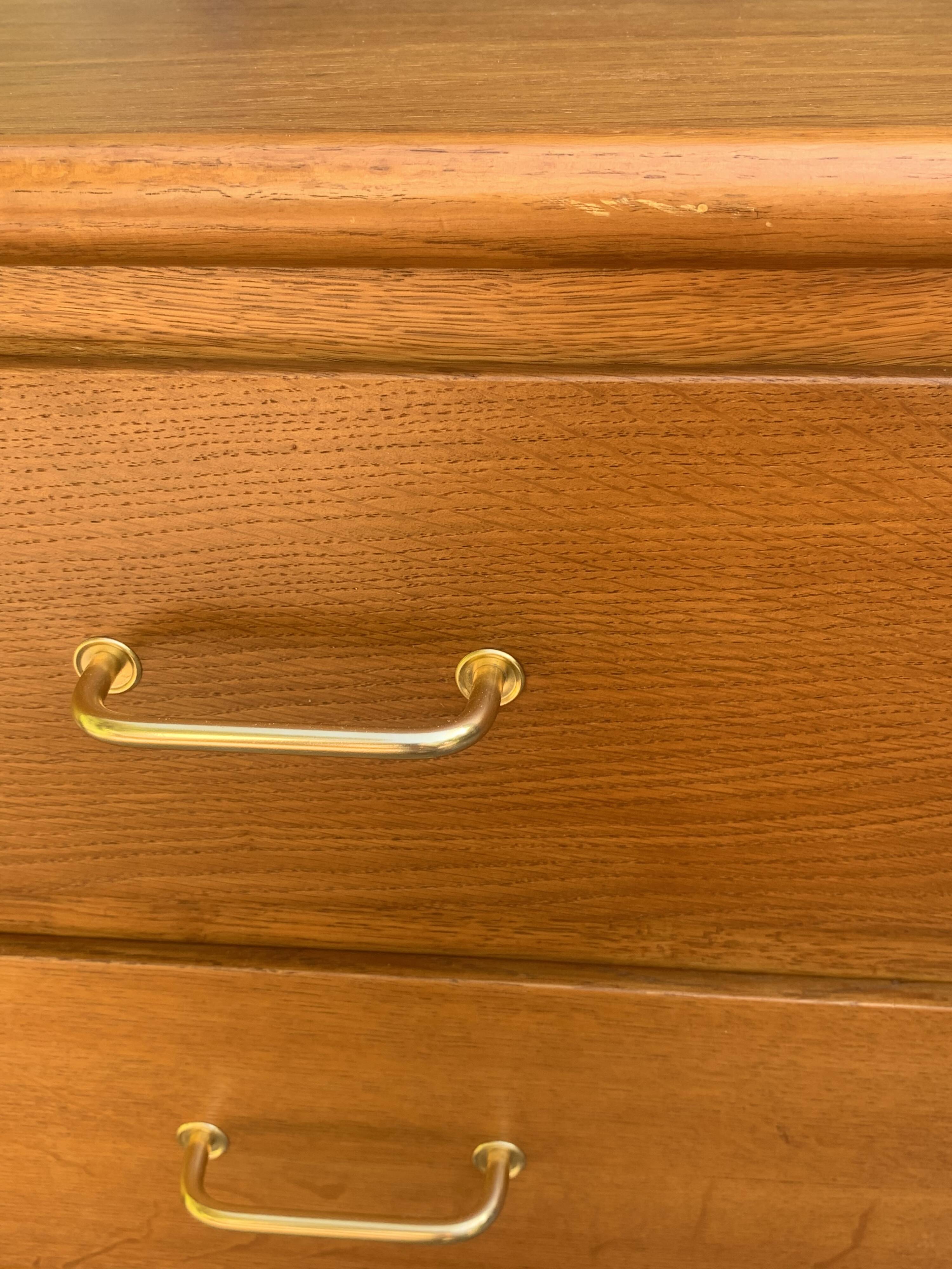 Vintage chest of drawers with oak compass legs, 1950s
