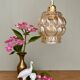 Vintage amber glass globe pendant lamp