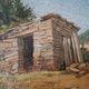 peinture de paysage à l'huile sur carton, cadre ancien du début des années