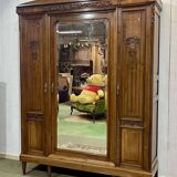 Art Deco period bedroom wardrobe with mirror in walnut and elm burl