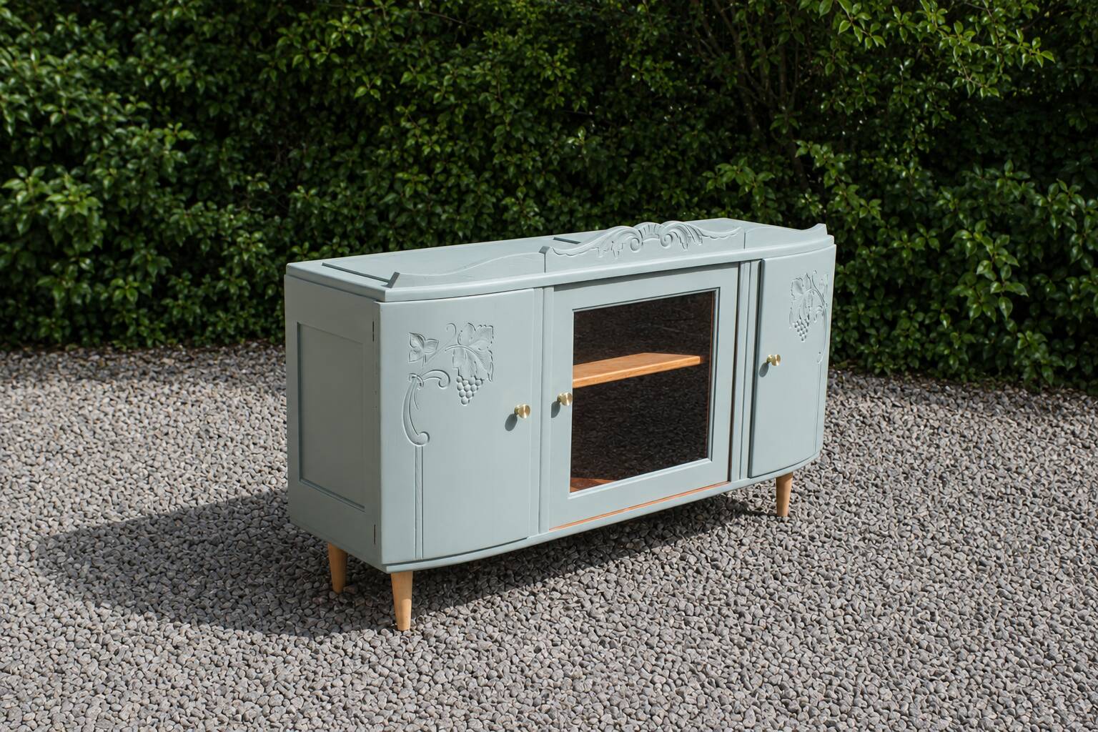 Art Deco sideboard in solid wood – Verdigris – 140 cm