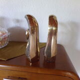 Pair of greenhouse books brass swans