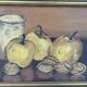 Oil painting on canvas, still life with fruits and pot, nuts, signed, George Cros, signed