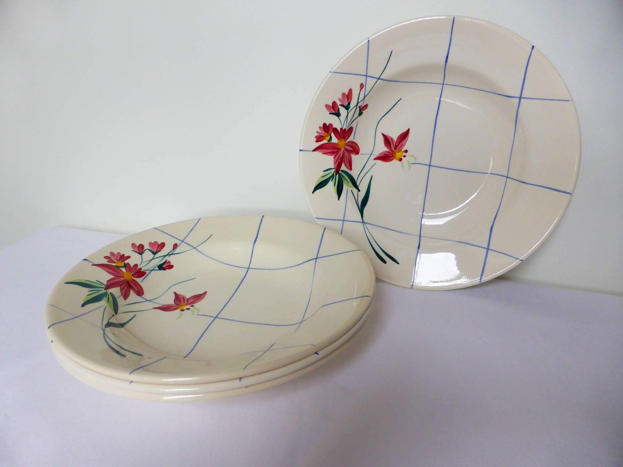 4 vintage Niderviller soup plates, Saumur model 220502