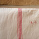 Old Lin towel, 4 red stripes, MG monogram, handmade