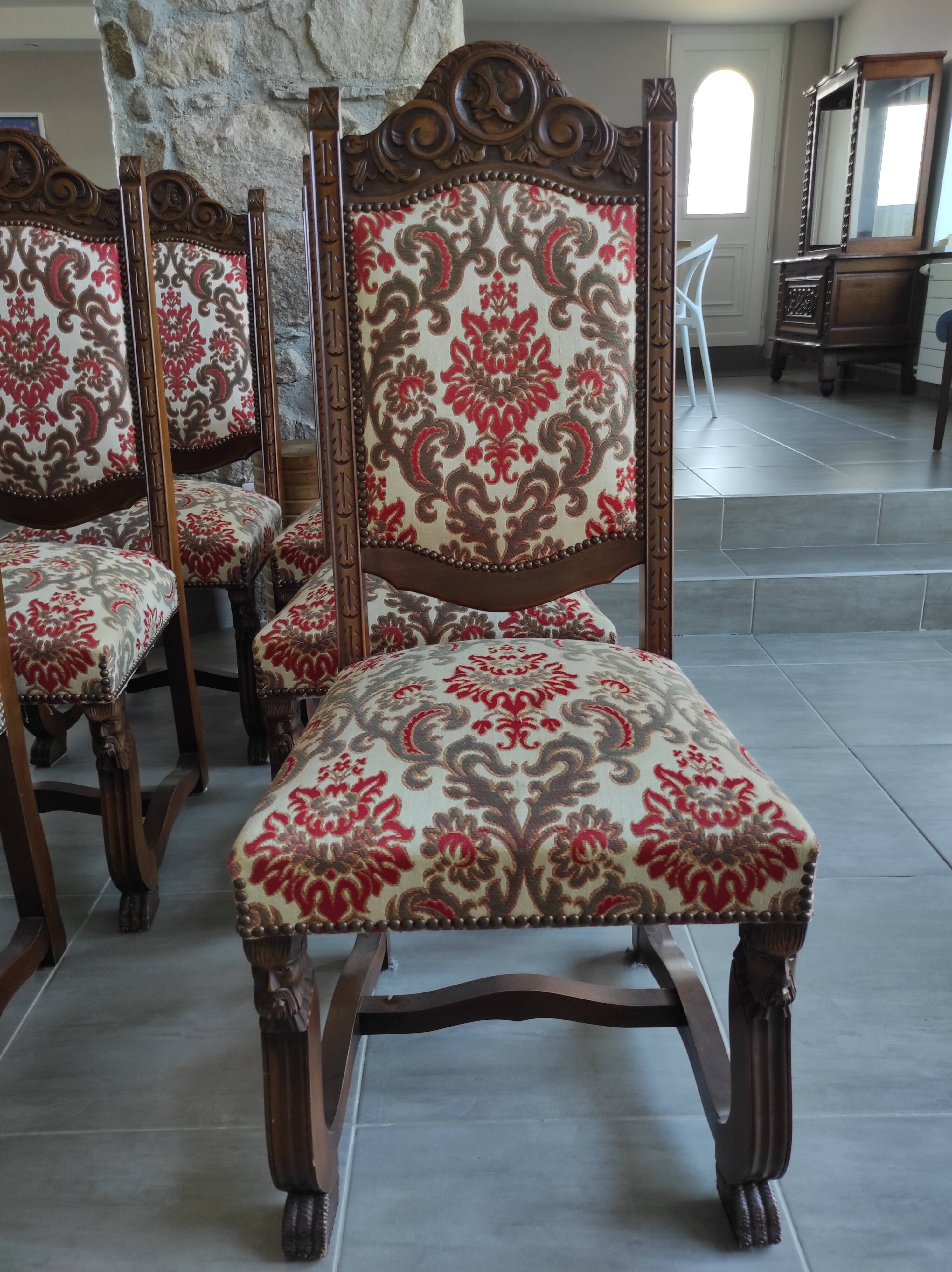 Lot de 6 chaises style renaissance espagnol