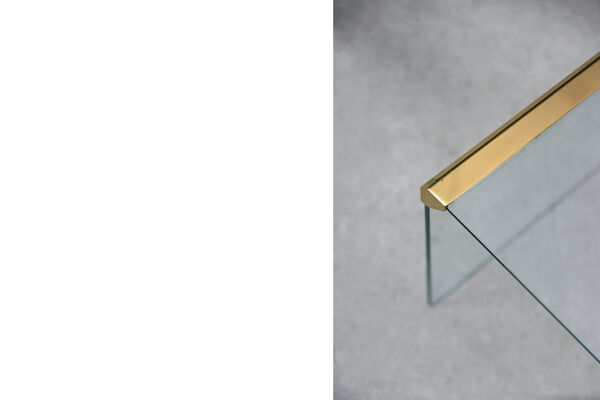 Ensemble de 3 tables d'appoint en verre et laiton en forme de cascade par Leon Rosen pour Pace Collection, années 1970