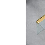 Set of 3 glass and brass waterfall side table by Leon Rosen for Pace Collection, 1970s