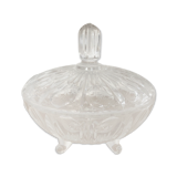 Bonbonniere ancienne sur pied en cristal taille