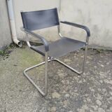 Set 5 chaises cantilever cuir/chrome