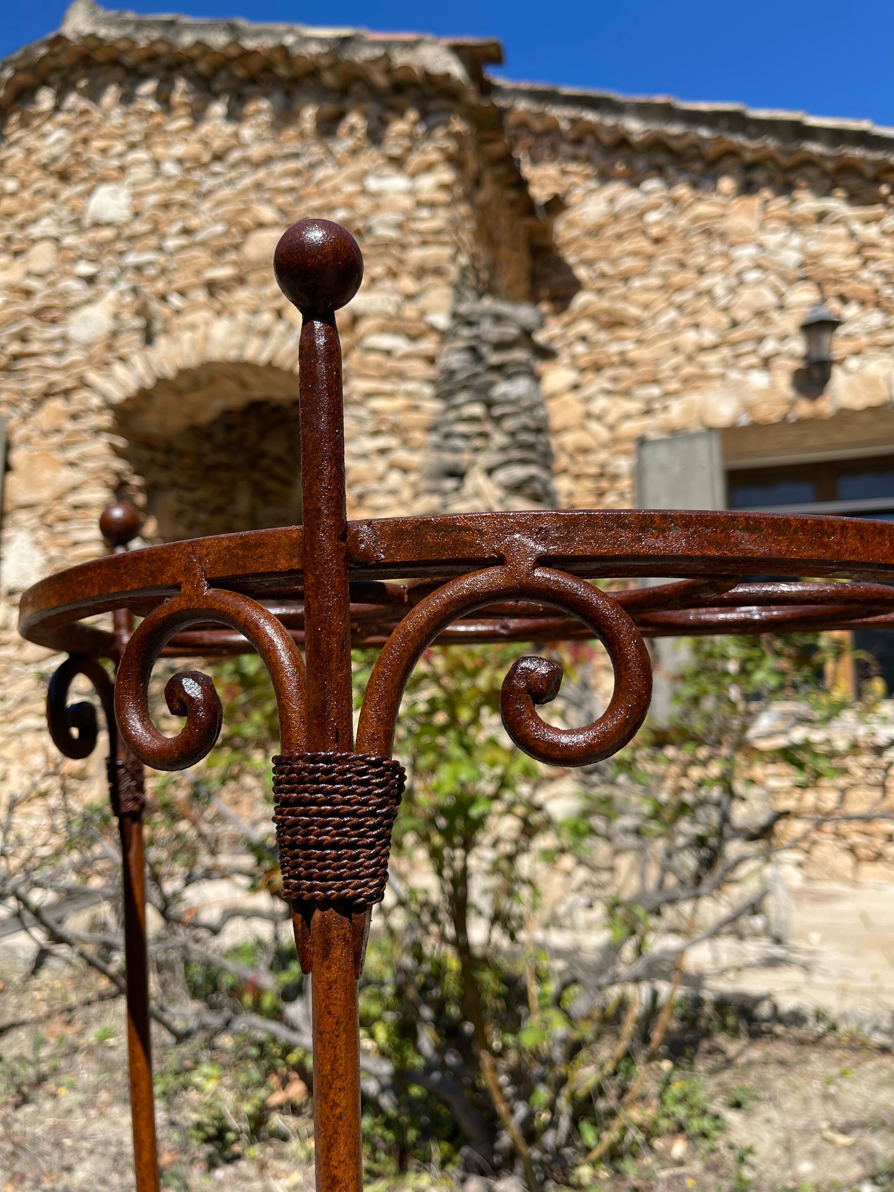 Wrought iron umbrella holder