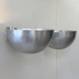 Paire d'appliques XL vintage, métal brossé, Italie, 1970