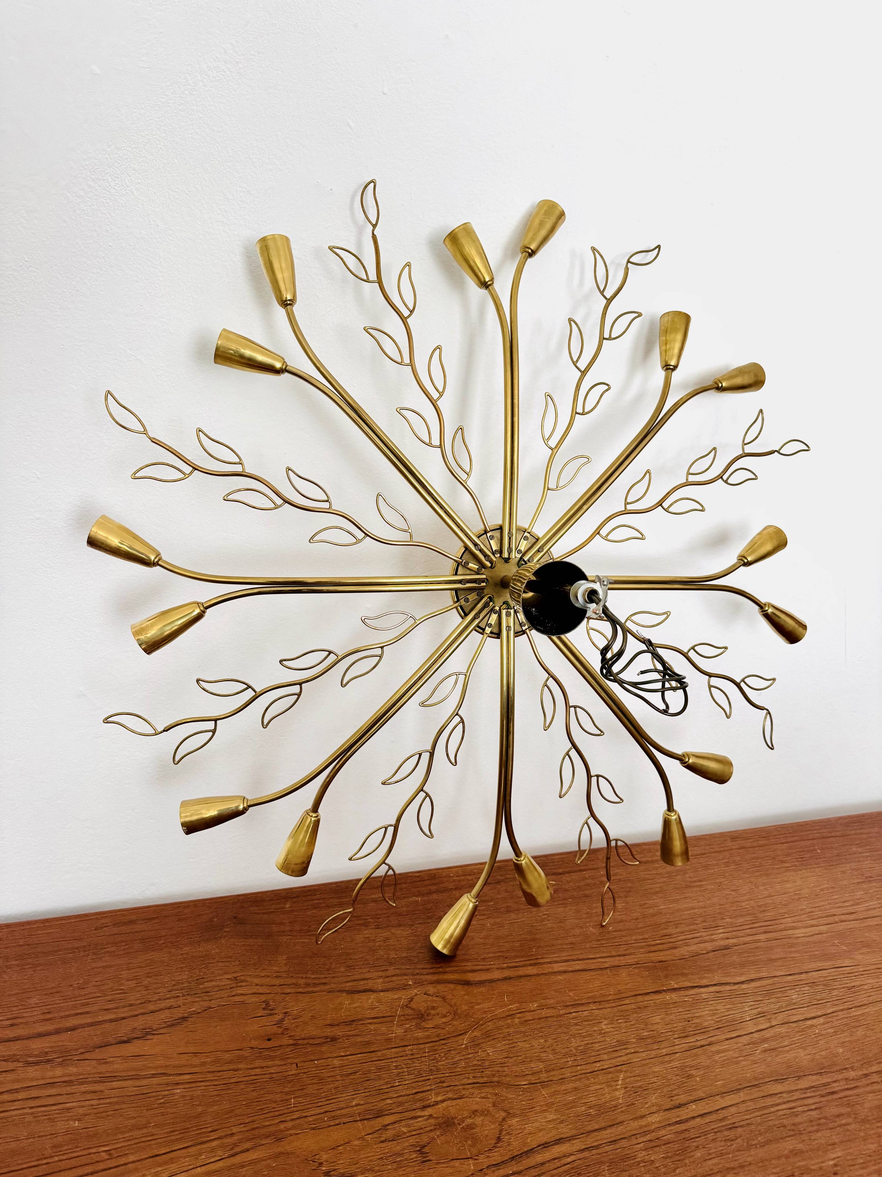 Large Austrian Brass Chandelier by Rupert Nikoll