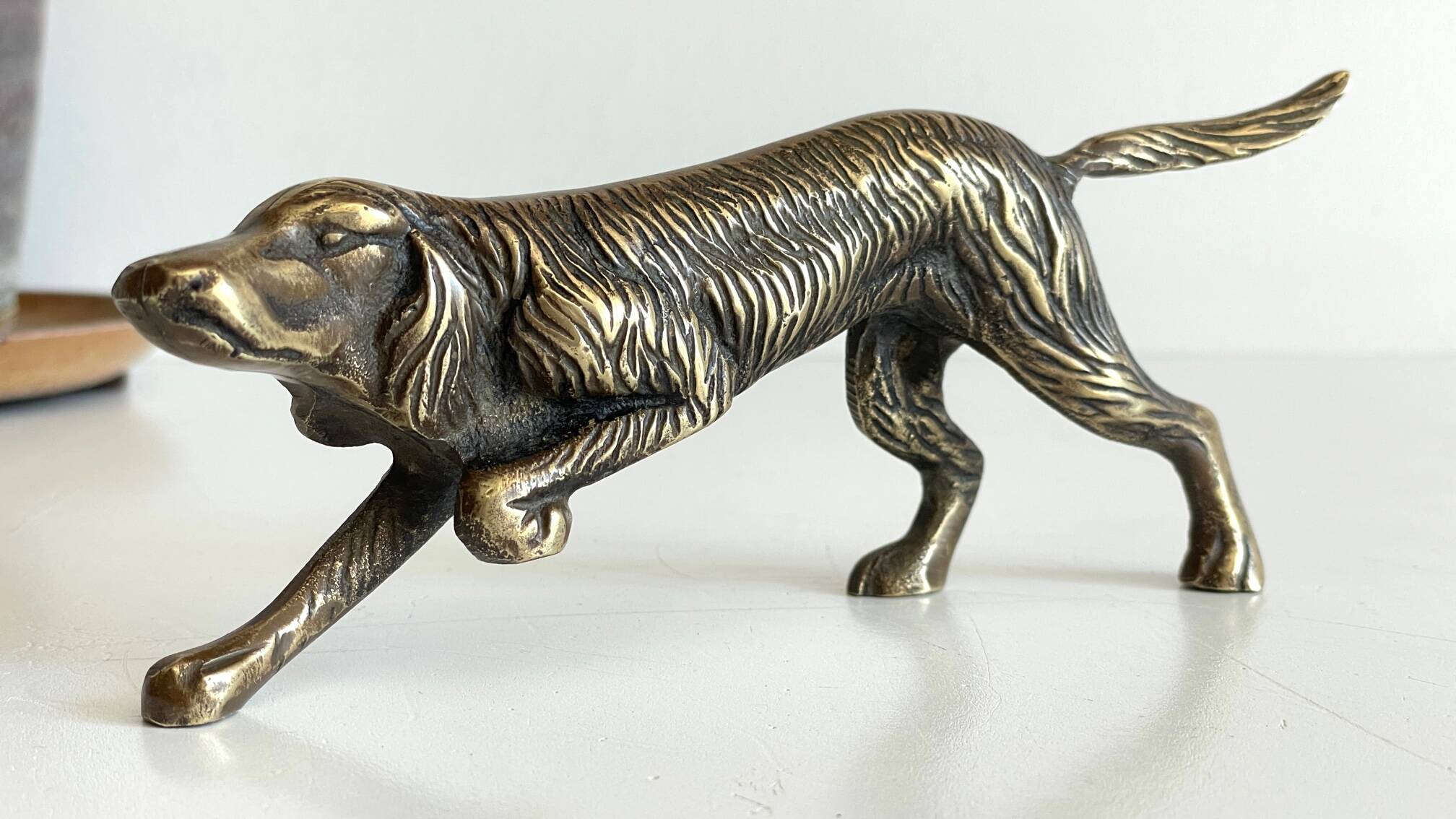 Vintage solid brass decorative dog