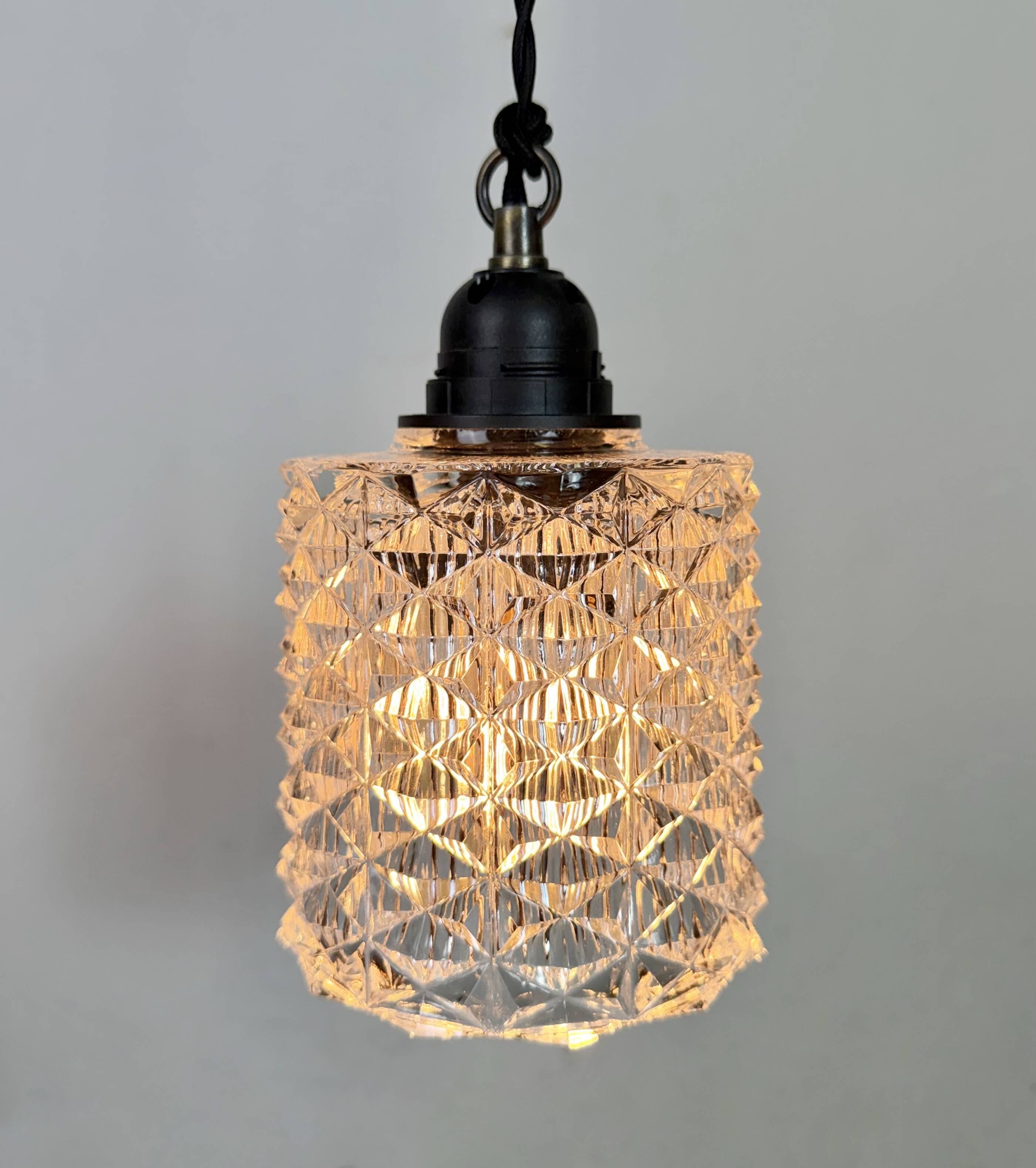 Vintage Cut Glass Ceiling Light, 1970s