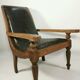 Antique 19th Century Restored British Colonial Plantation Chair Leather Seat