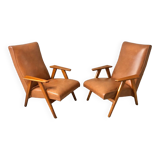 Pair of armchairs Scandinavian design feet compass vintage period 1960s