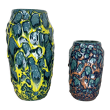 set of 2 Rare Super Color Crusty Fat Lava Vases by Scheurich, Germany WGP, 1970s