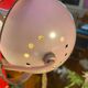 60s eyeball chandelier, 3 white globes, Aluminor