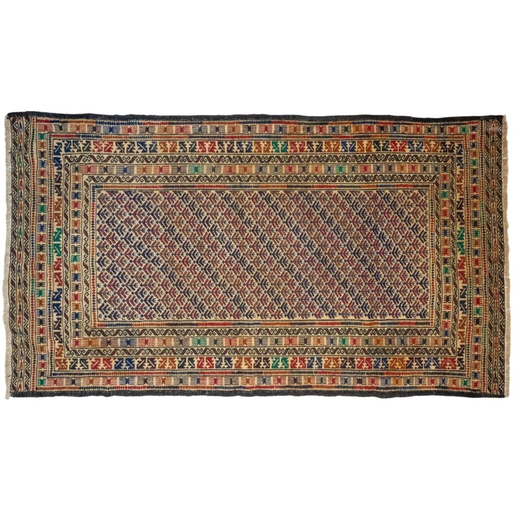 Ethnic Afghan kilim in handmade wool 200x118 cm