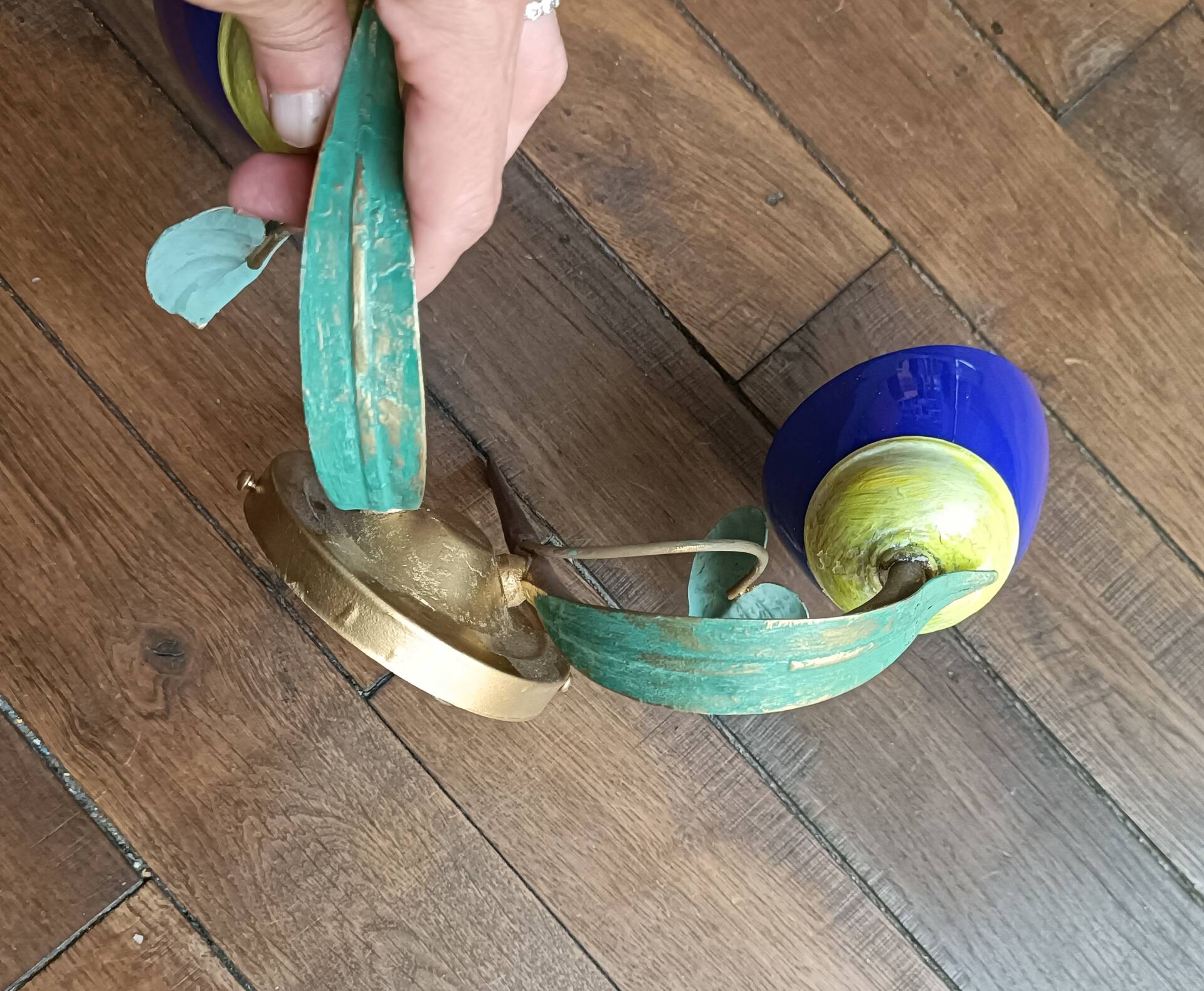Colourful vintage two-arm wall light
